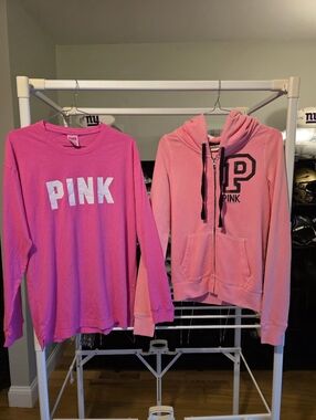 Victoria Secrets PINK Long Sleeved Shirt And Zip Up Hoodie